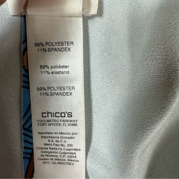 Chicos Faux Suede Jacket Paisley Sz 1 US 8 Medium Blue Beige Open Front Duster - Picture 14 of 15